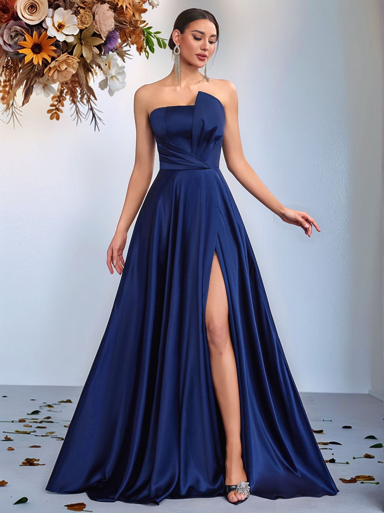 Sexy Tube Elegant Waist Slit High-grade Banquet Tops