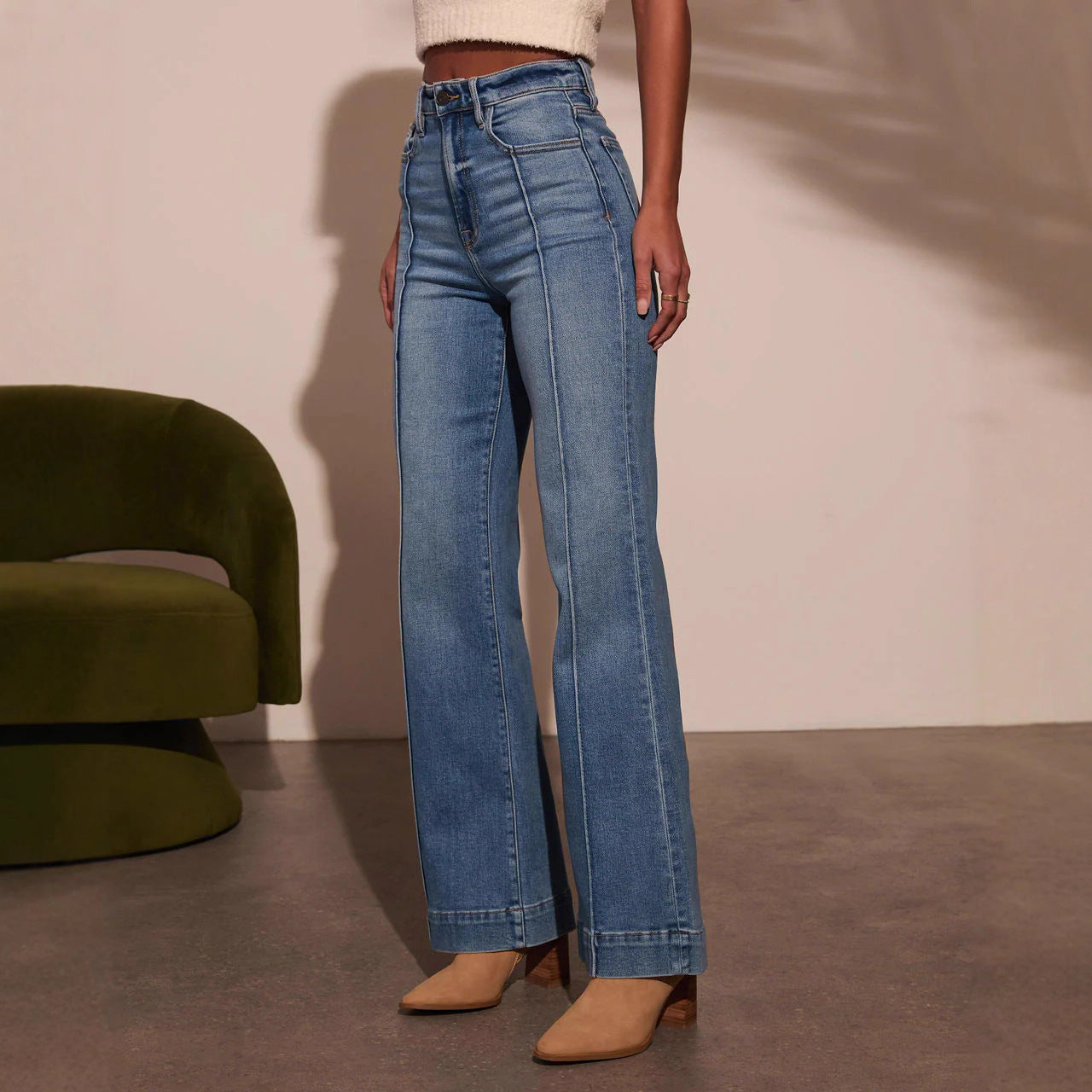 Women's Stretch Washed Stretchy Trousers Fashionable Temperament Jeans