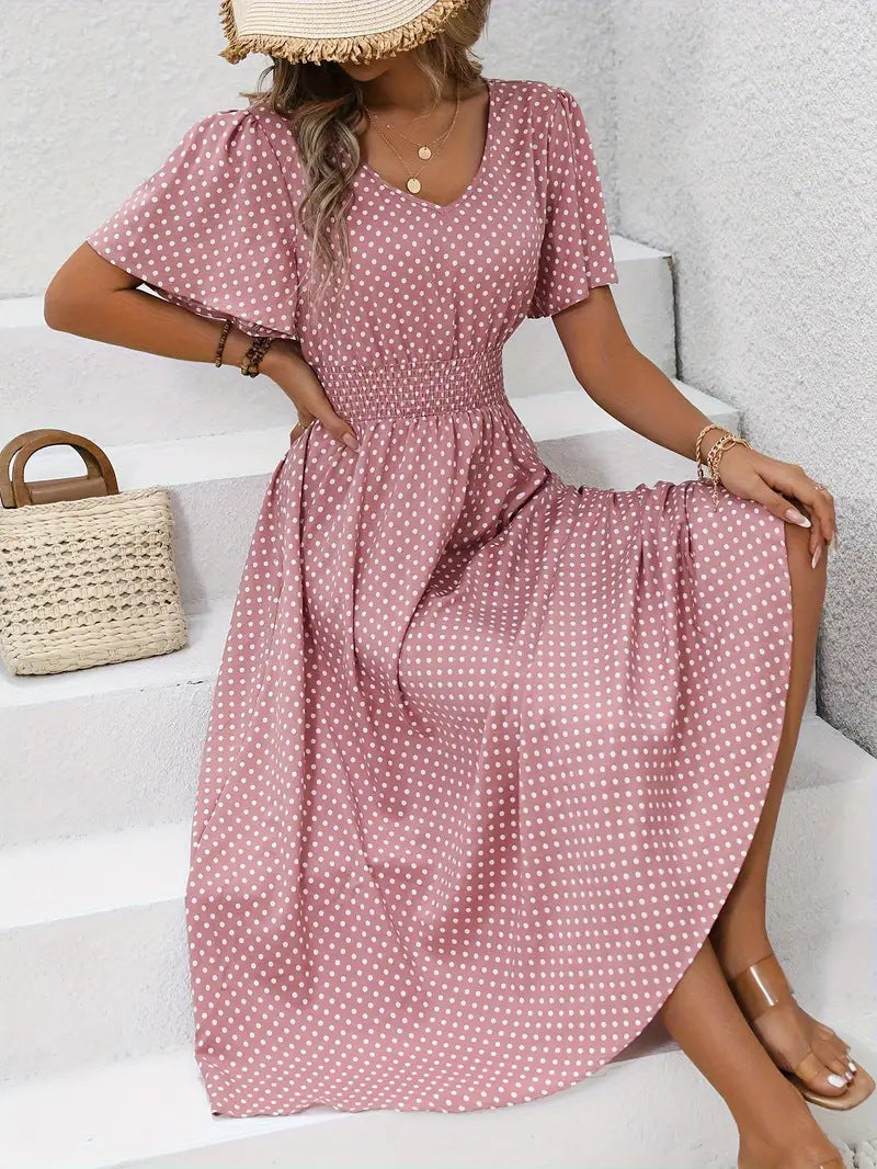 Quick Polka Dot Pullover Leisure Dress Dresses
