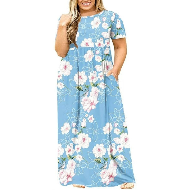 Women's Clothes Sleeve Round Neck Solid Color Dresses