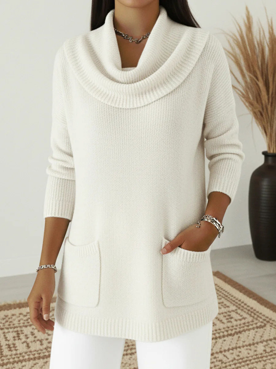 Women's Solid Color Pocket Long Sleeve Tops