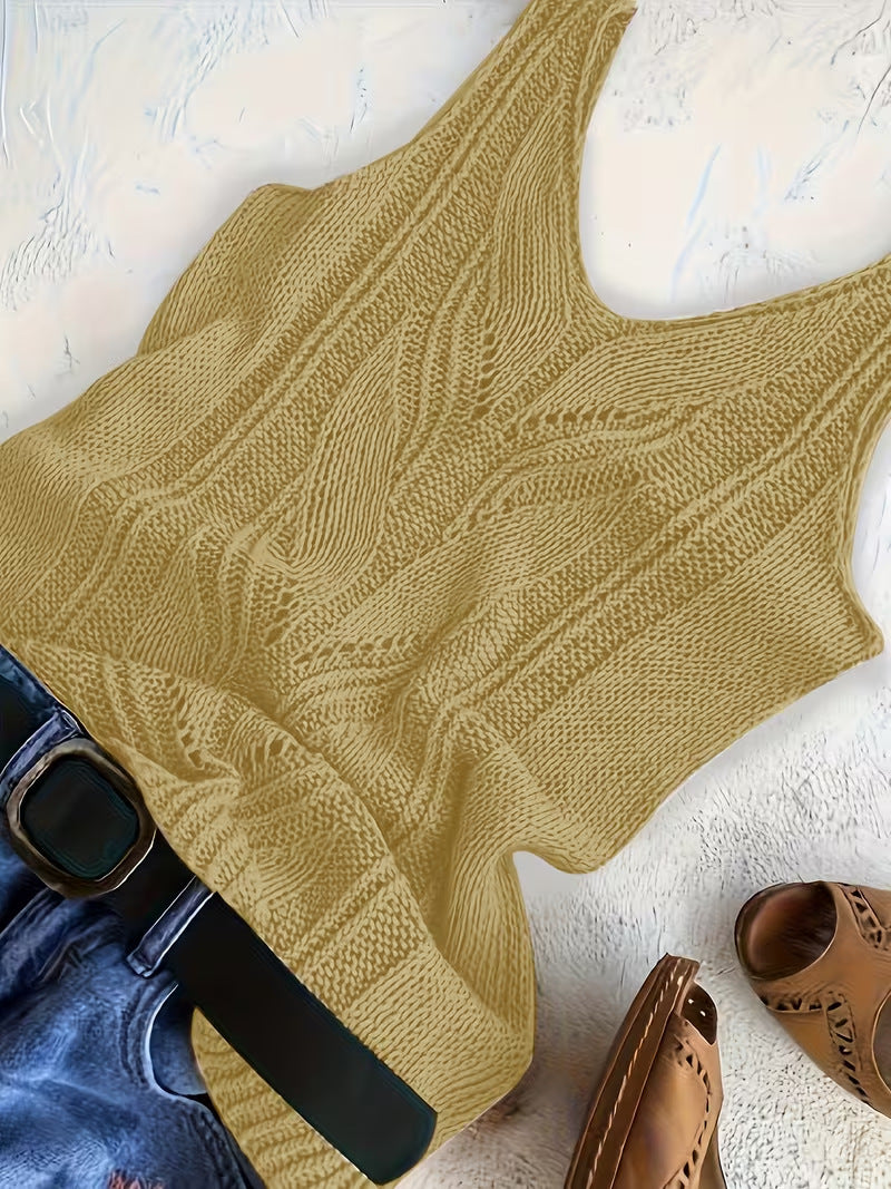 Women's Solid Color Knitted Casual Sleeve Wild Vests