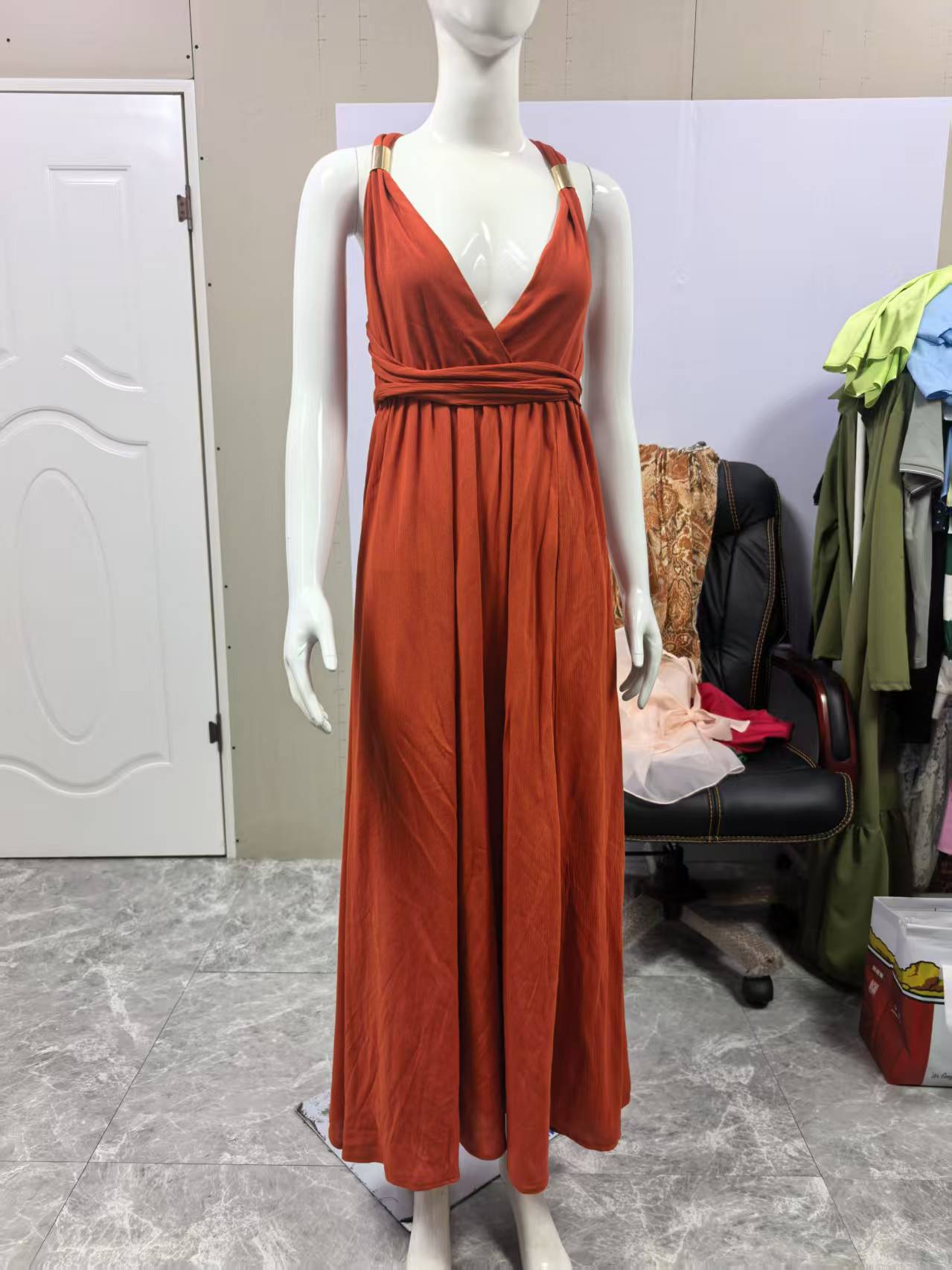 Cross Backless Sexy Bandage One-piece Long Dress