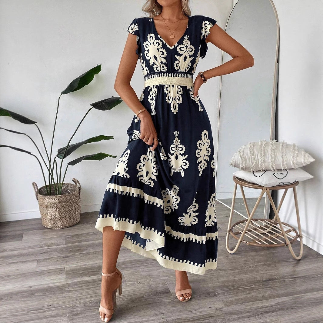 Women's High-grade French Long Fashionable Printed Dress