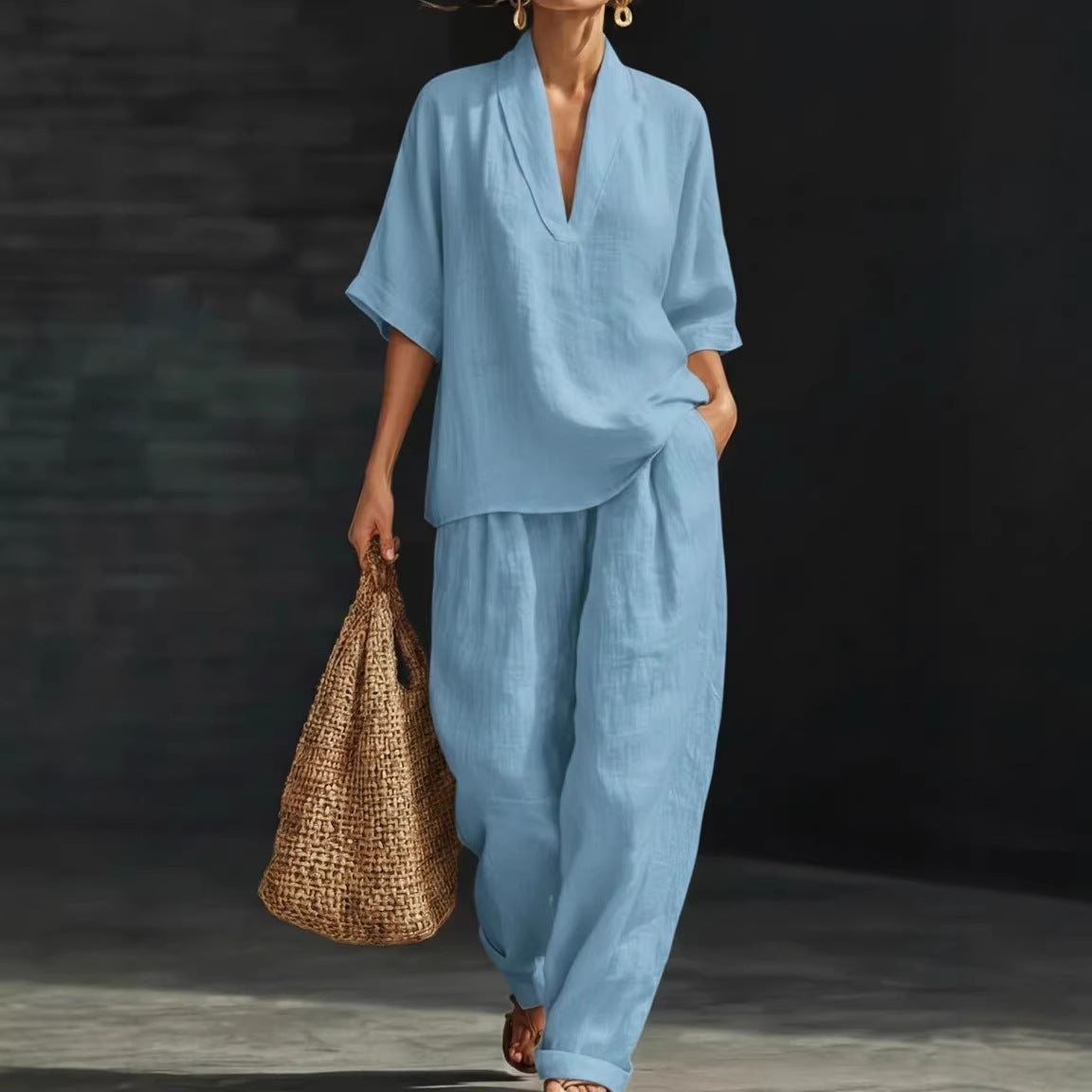 Women's Loose Leisure Simple Solid Color Two-piece Fashion Casual Suit
