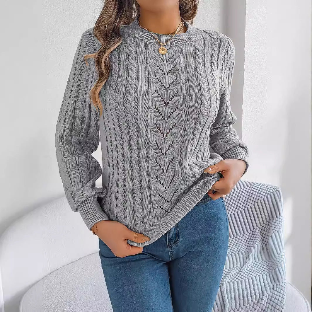 Women's Casual Solid Color Lantern Sleeve Pullover Sweater