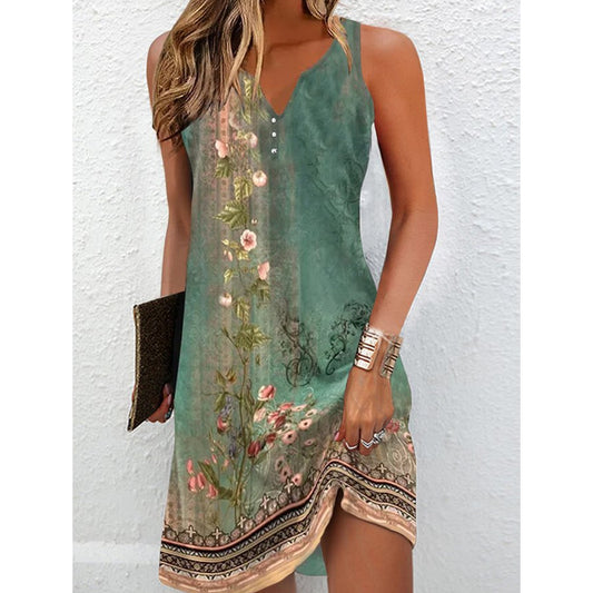 Women's Dress Fashion Slimming Printed Long Dresses