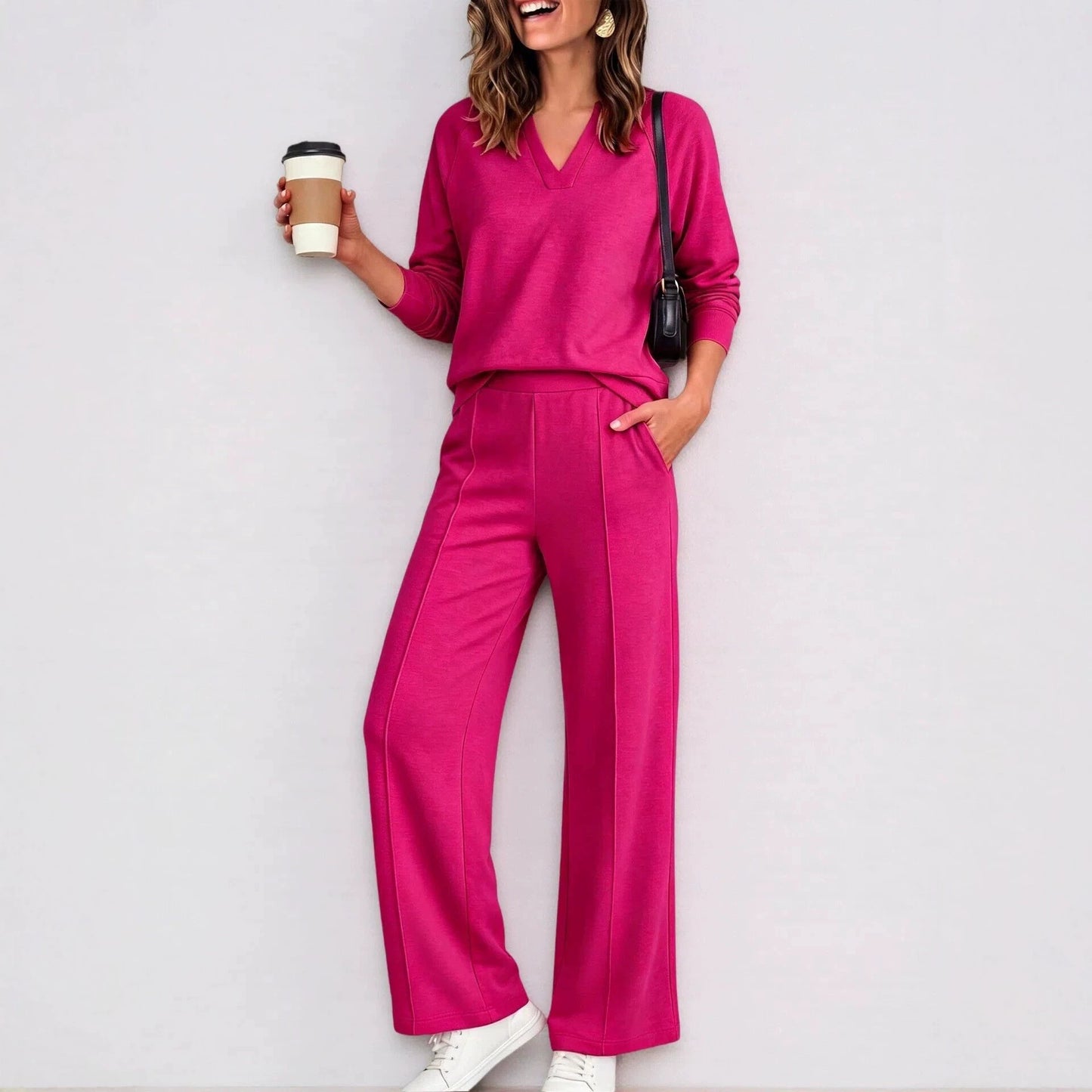 Women's Sportswear Solid Color Long-sleeved Trousers Fashion Casual Suit