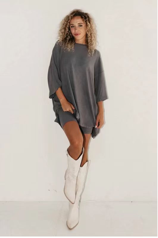 Women's Fashion Solid Color Loose T-shirt Tight Suits