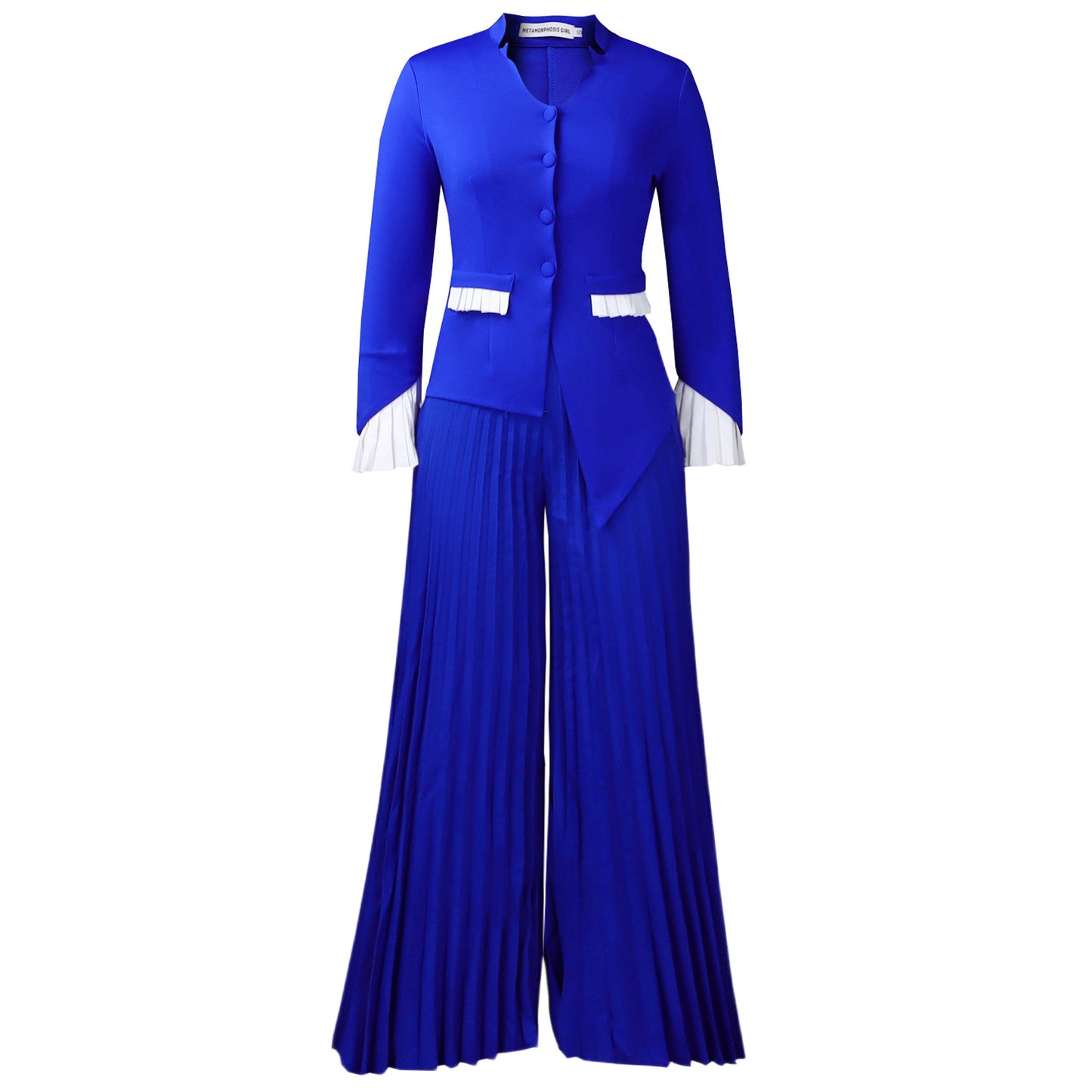 Women's Large Fashion Bell Sleeve Pleated Wide Leg Suits