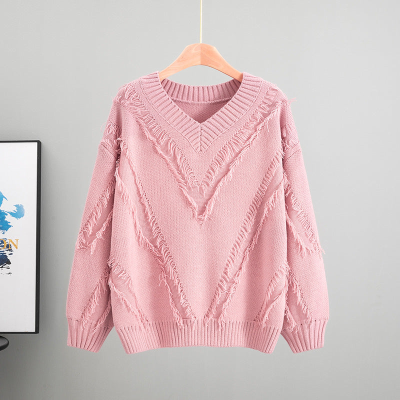 Women's Loose Knitted Idle Style Tassel For Fashionable Women's Sweater