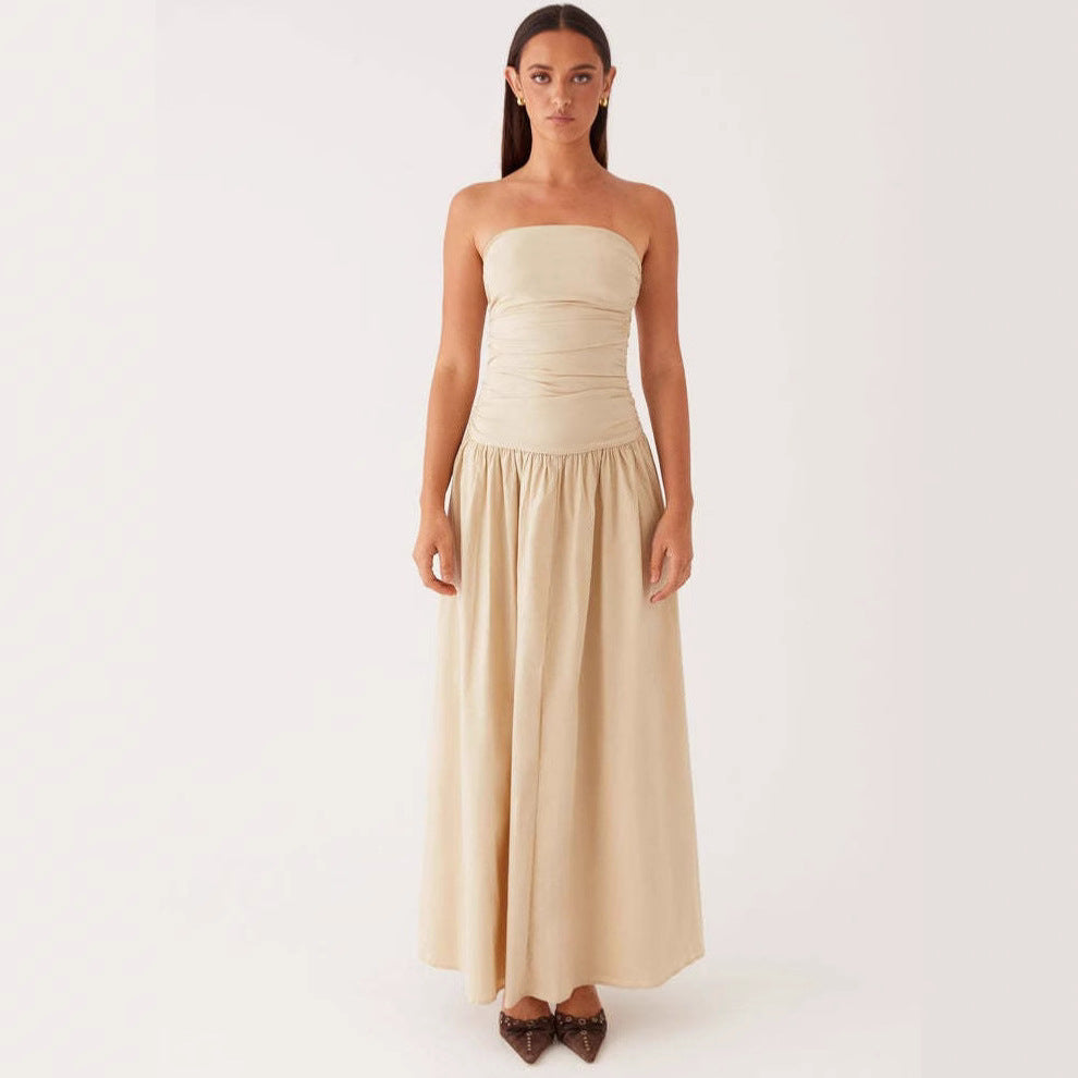 Women's Summer Elegance Retro High-grade Printed Tube Pleated Dress