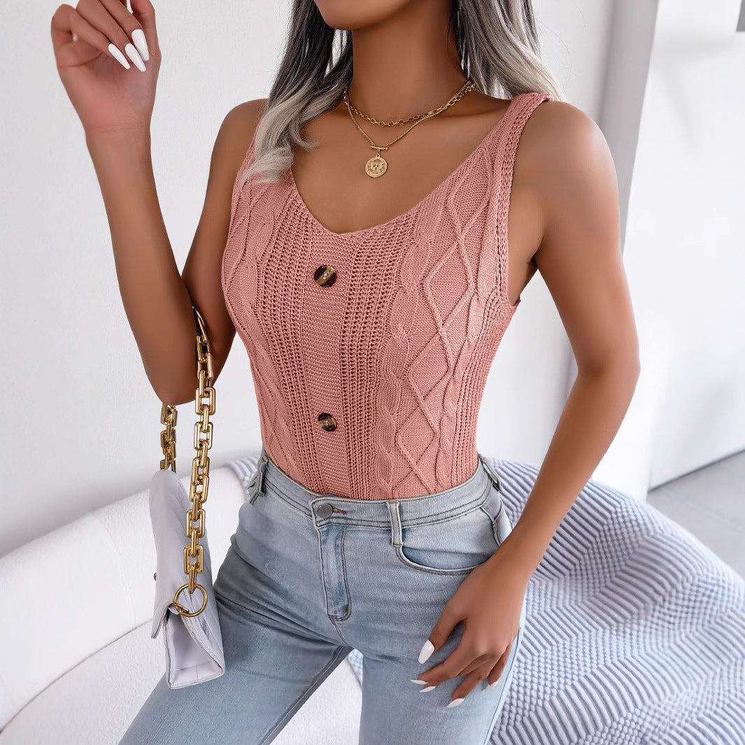 Women's Clearance Casual Buttons Plait Holiday Women's Sweater