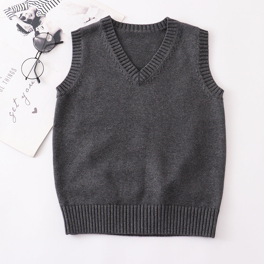 Women's Solid Color British College Style Sleeveless Women's Sweater