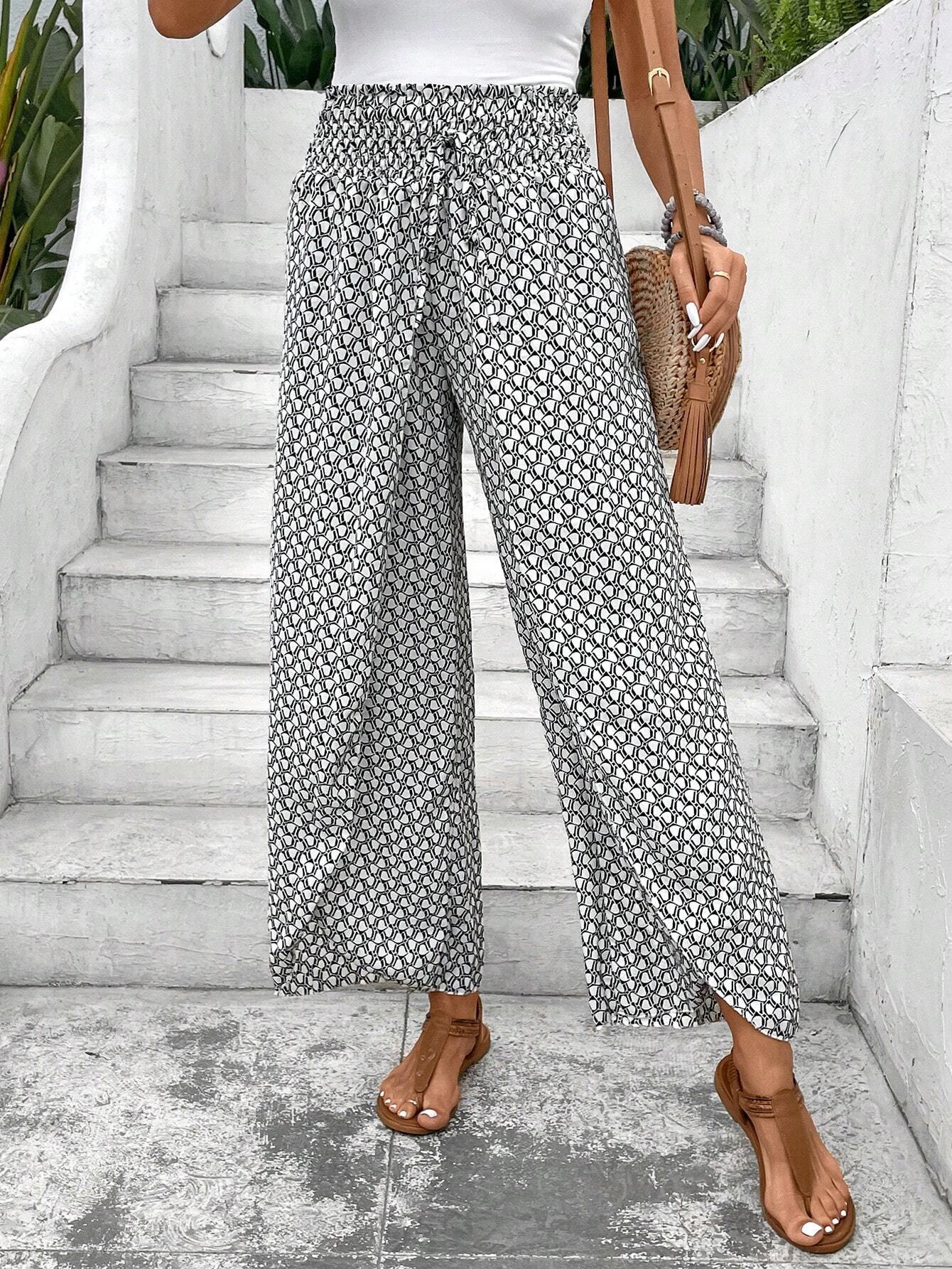 Women's Summer Fashion Floral Side Slit Pants