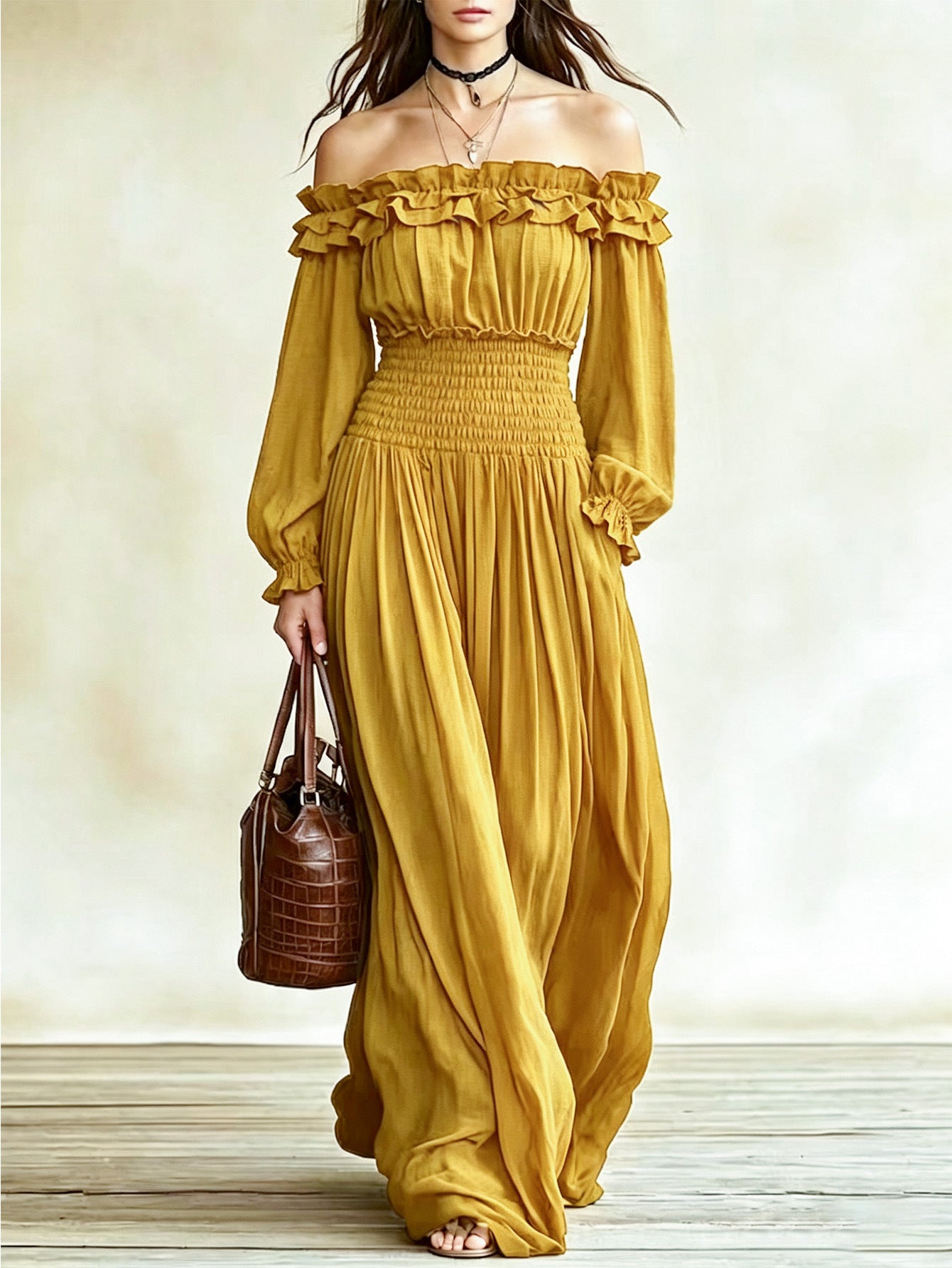 Women's Autumn Ruffled Long Sleeve Waist Clothing