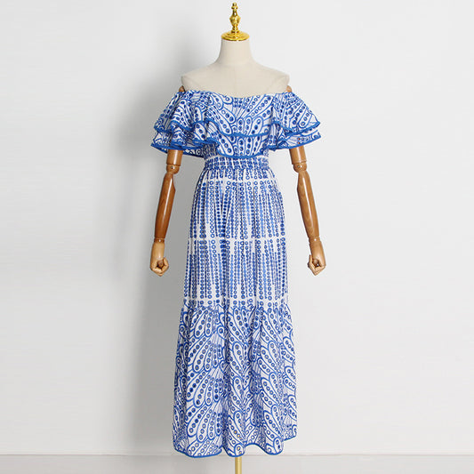 Women's Style Long Dress Spring Lotus Leaf Dresses