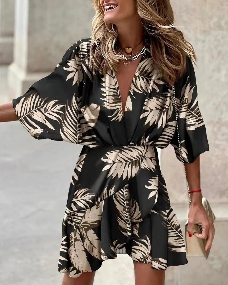 Durable Charming Batwing Sleeve Hem Irregular Dress