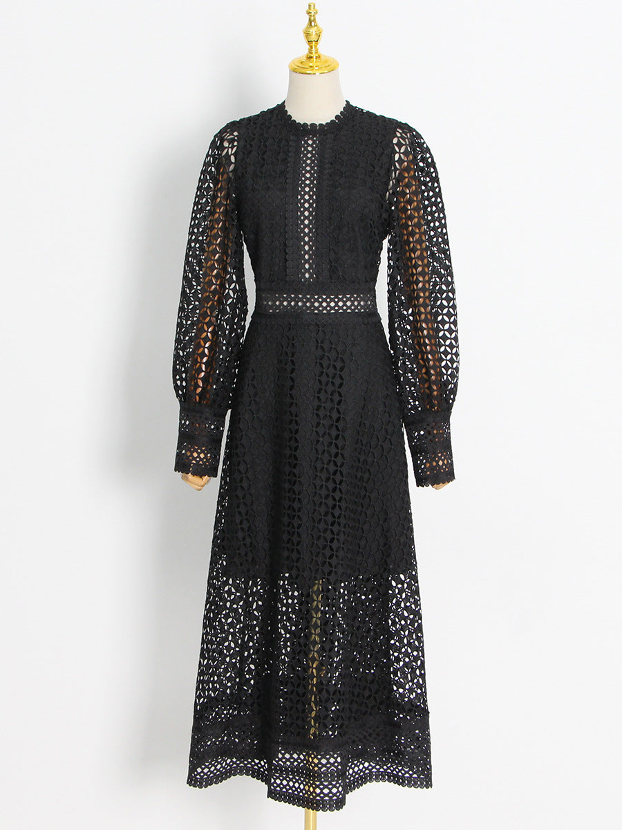 Women's Embroidered Dress Summer Round Neck Lantern Dresses