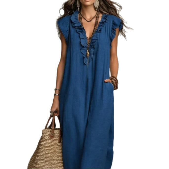 Glamorous Women's Loose Sleeveless Bohemian Summer Dress