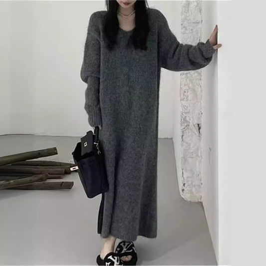 Women's Style Purple Long Dress Simple Western Knitted Dresses