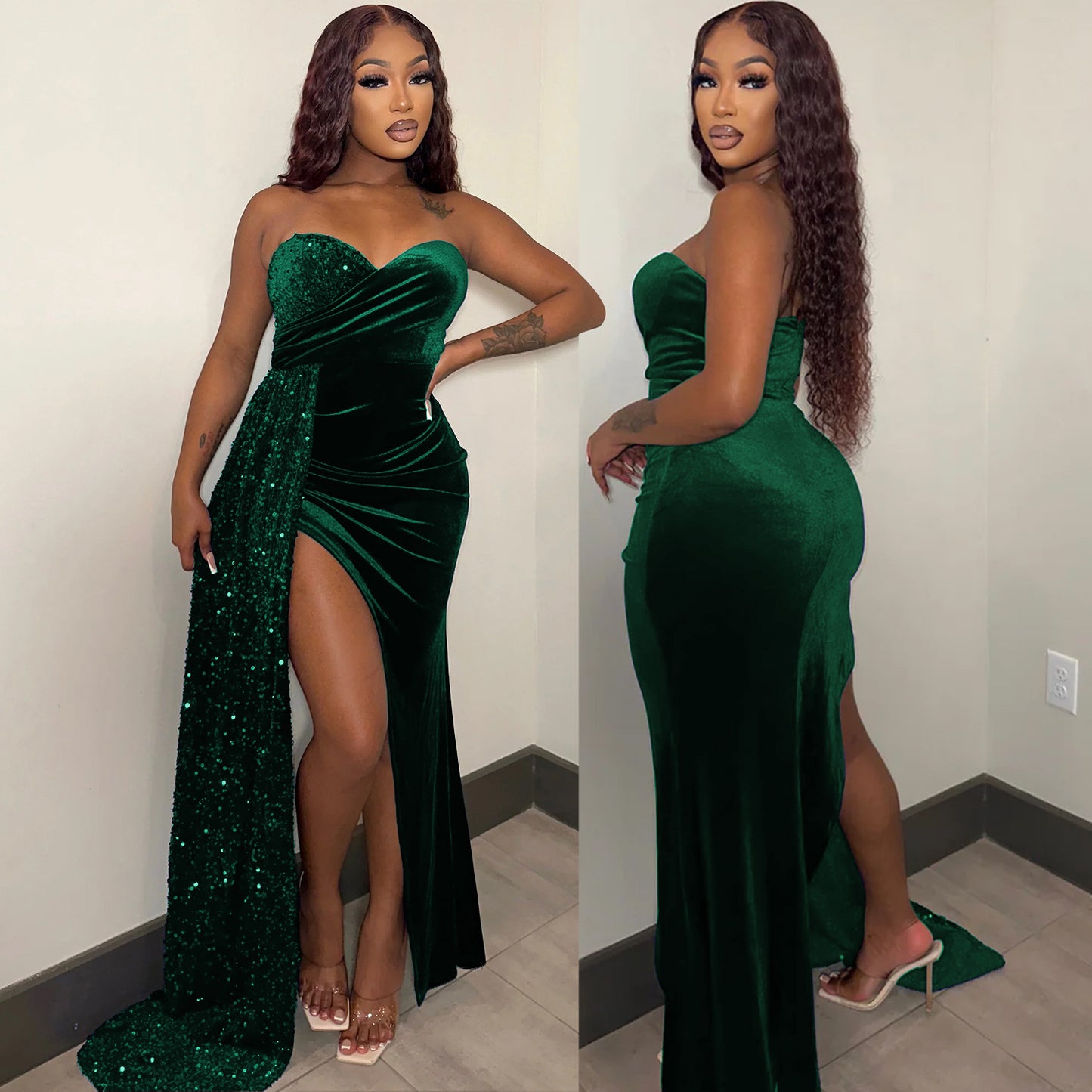 Women's Sexy Nightclub Party Sequin Swing Stitching Dresses