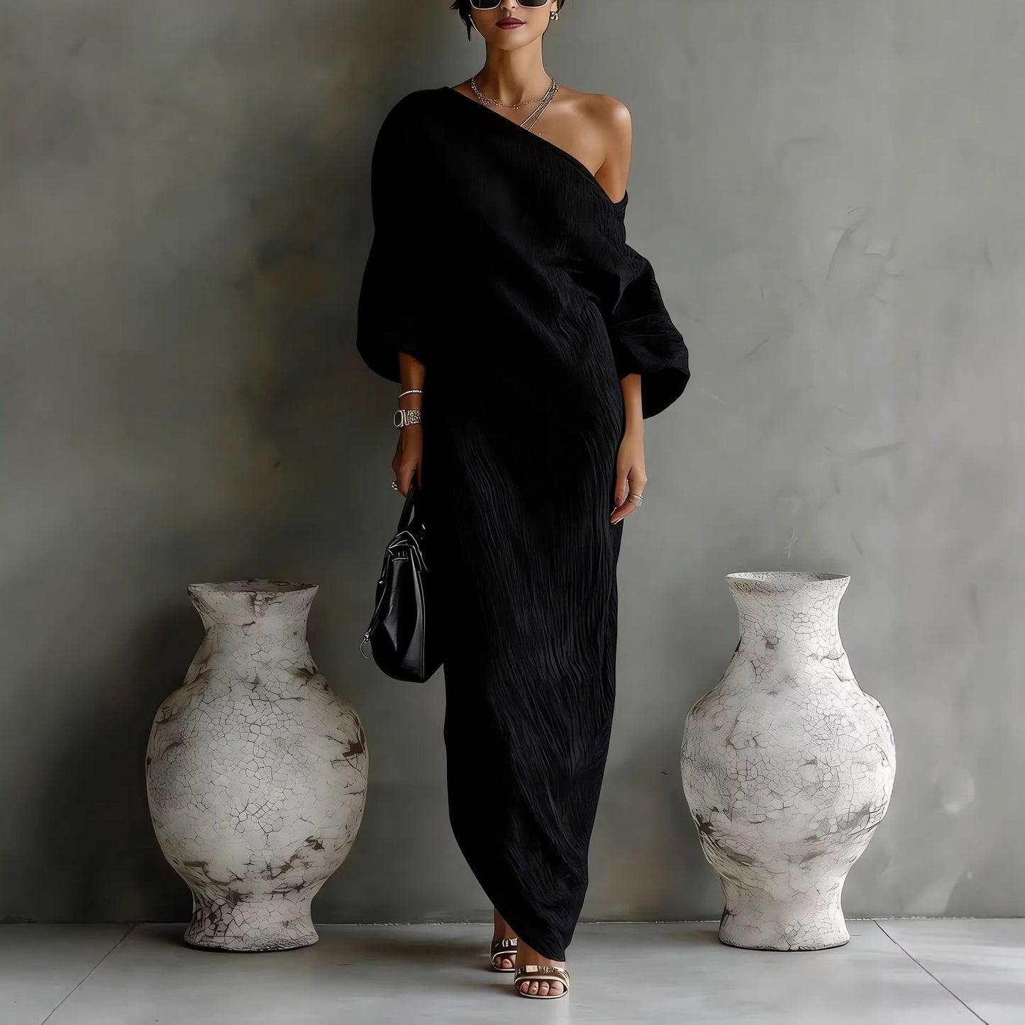 Elegant Women's Fashionable Long-sleeved Long Pullover Dress