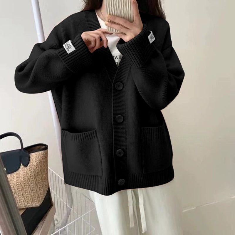 Women's Korean Loose High-grade Knitted Curling Sleeves Labeling Soft Glutinous Sweater