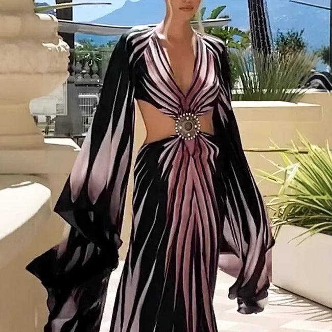 Women's Summer Fashion Casual Printed Slit Dress Dresses