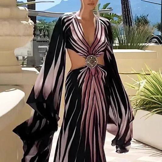 Women's Summer Fashion Casual Printed Slit Dress Dresses