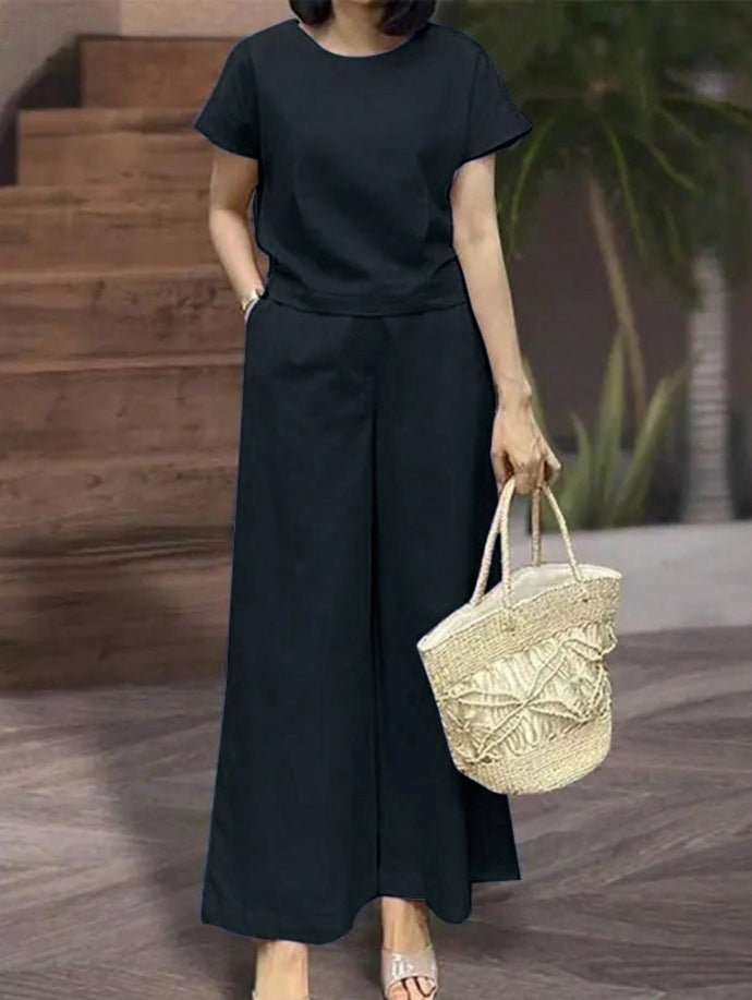 Women's Summer Two-piece Solid Color Loose Label Fashion Casual Suit