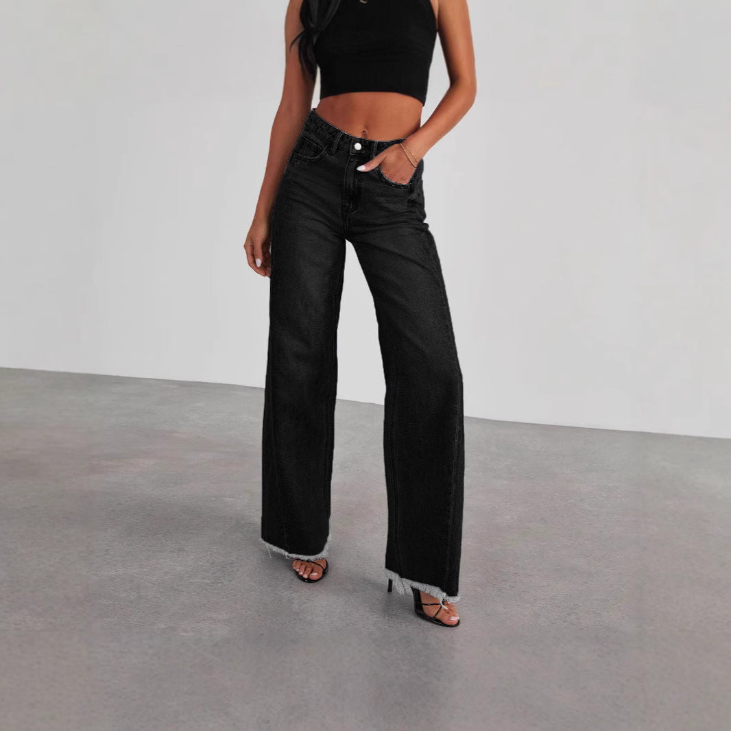 Women's Washed Loose Casual Wide Leg Mop Jeans