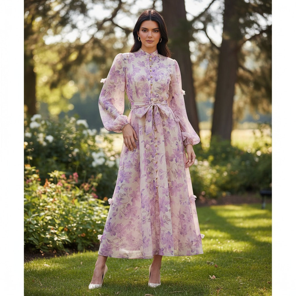 Catwalk Design Sense Hanging Flower Long Dresses
