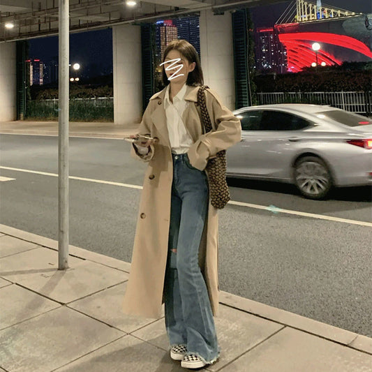 Women's Windbreaker Korean Small Mid-length Elegant British Coats