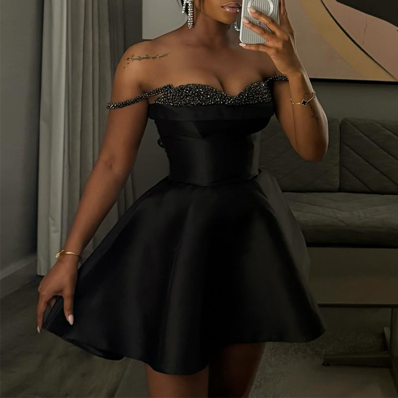 Women's Spring Elegant Sequin Stitching Bandeau Sling Skirts