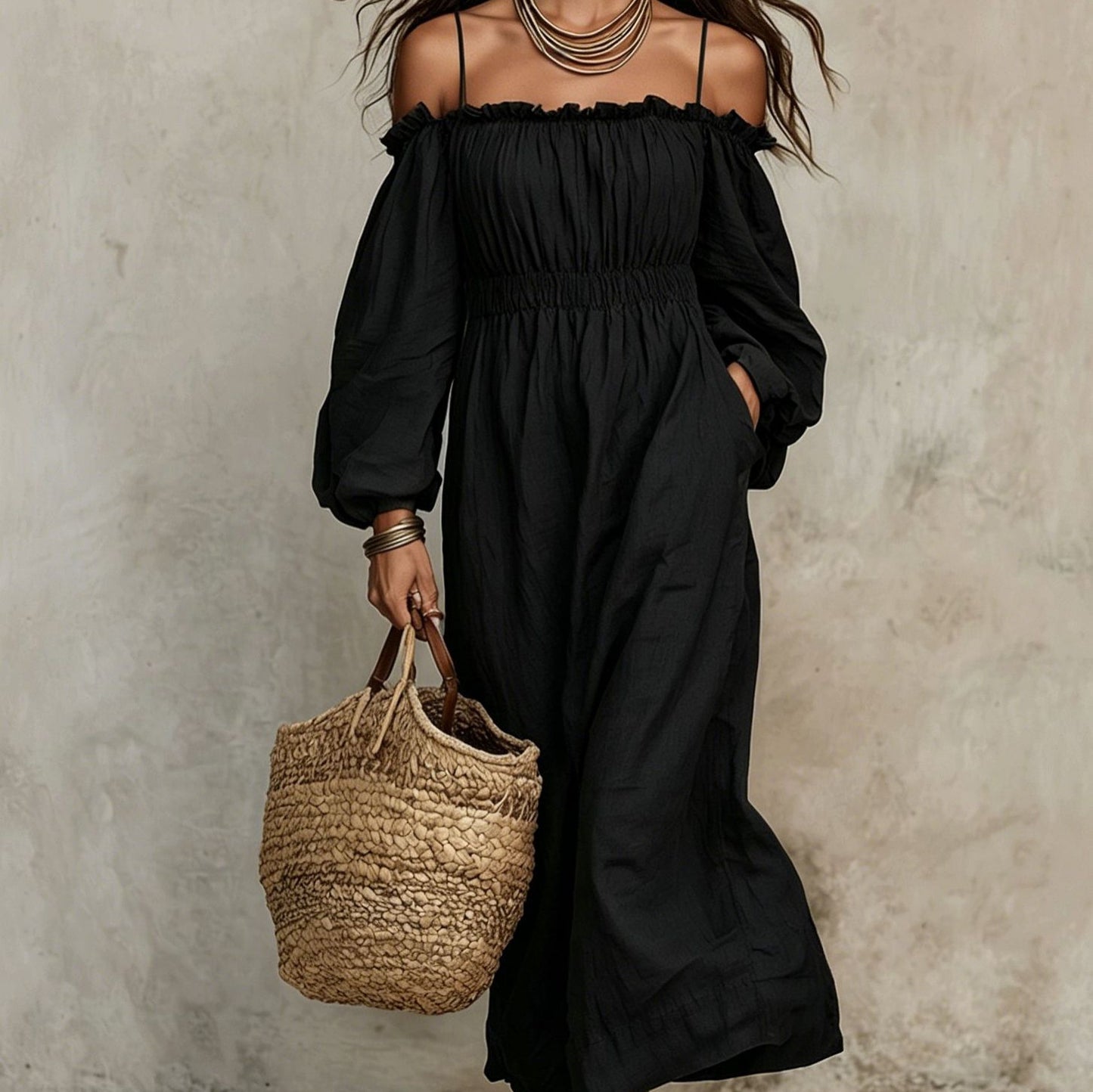 Vacation Style Suspender Stitching Sweet Waist Dress