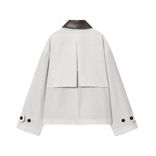 Women's Fashion Casual Leather Collar Trench Coats