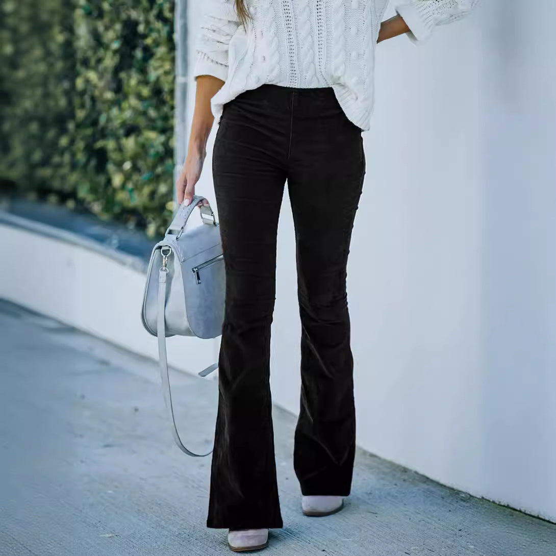 Women's Color High Waist Micro Flared Corduroy Pants