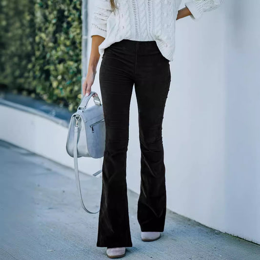 Women's Color High Waist Micro Flared Corduroy Pants