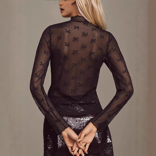 Lace Mesh Bottoming Shirt Sexy Hot Blouses