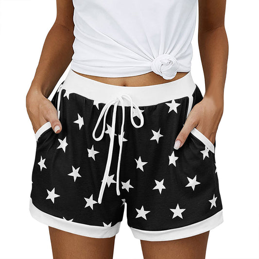 Fashion Pattern Printed Casual Elastic Waist Shorts