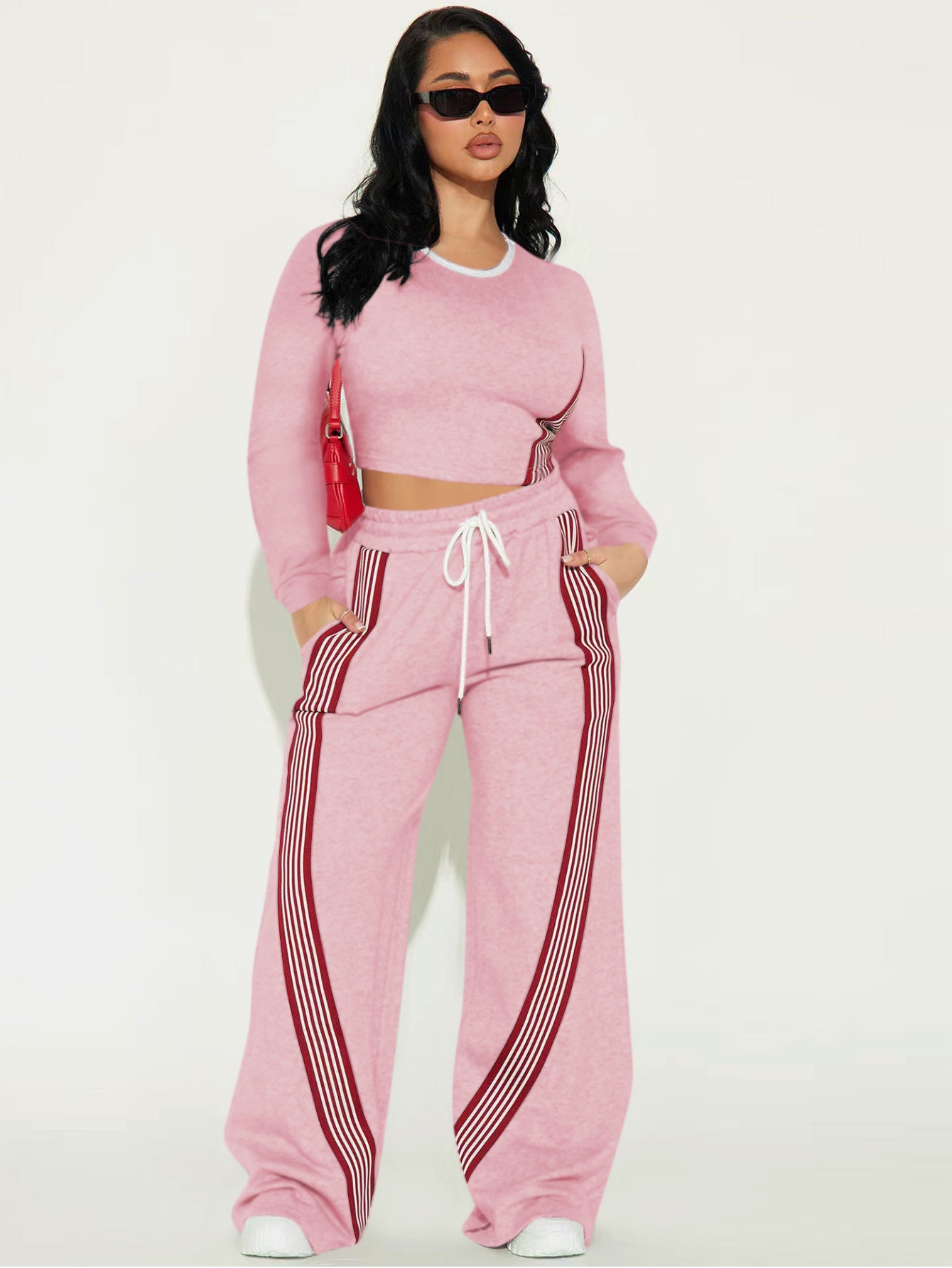 Women's Fashion Casual Long Sleeve Side Striped Suits