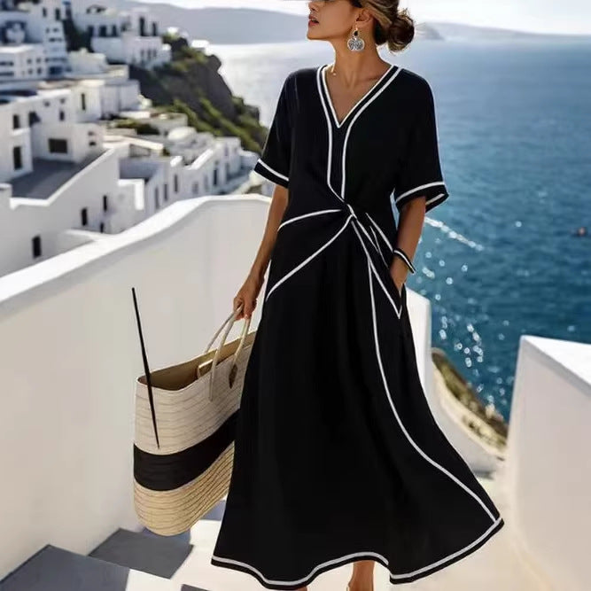 Women's Fashion Elegant Graceful Commuter Printed Striped Comfortable For Dress