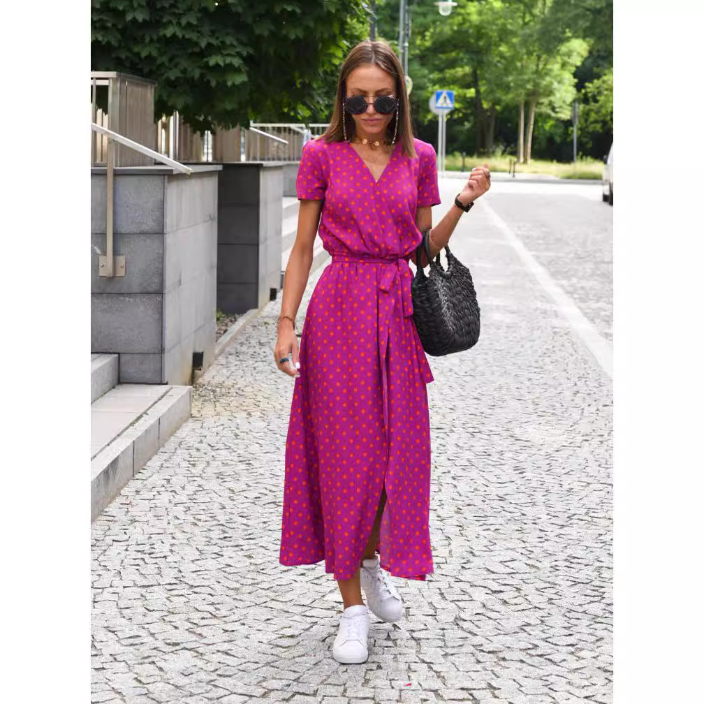 Women's Holiday Polka Dot Printed Lace Up Tight Waist Mid-length Shorts