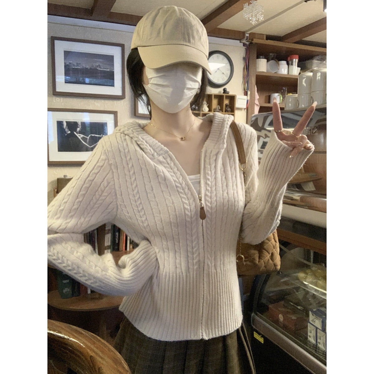 Women's Hooded Solid Color Slim Fit Soft Sweaters