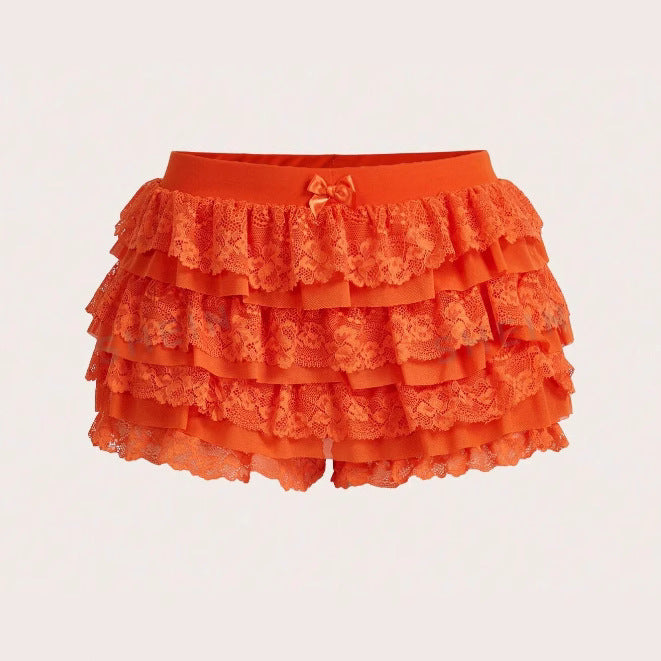 Beach Hot Ruffled Wave Solid Color Shorts