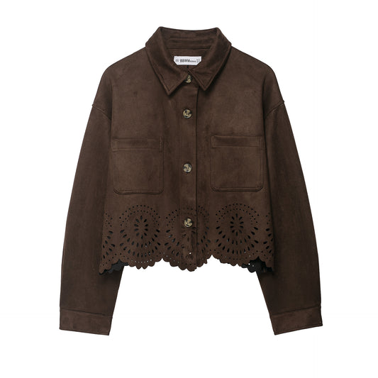 Autumn Hollow Suede Textured Wide Leg Suits