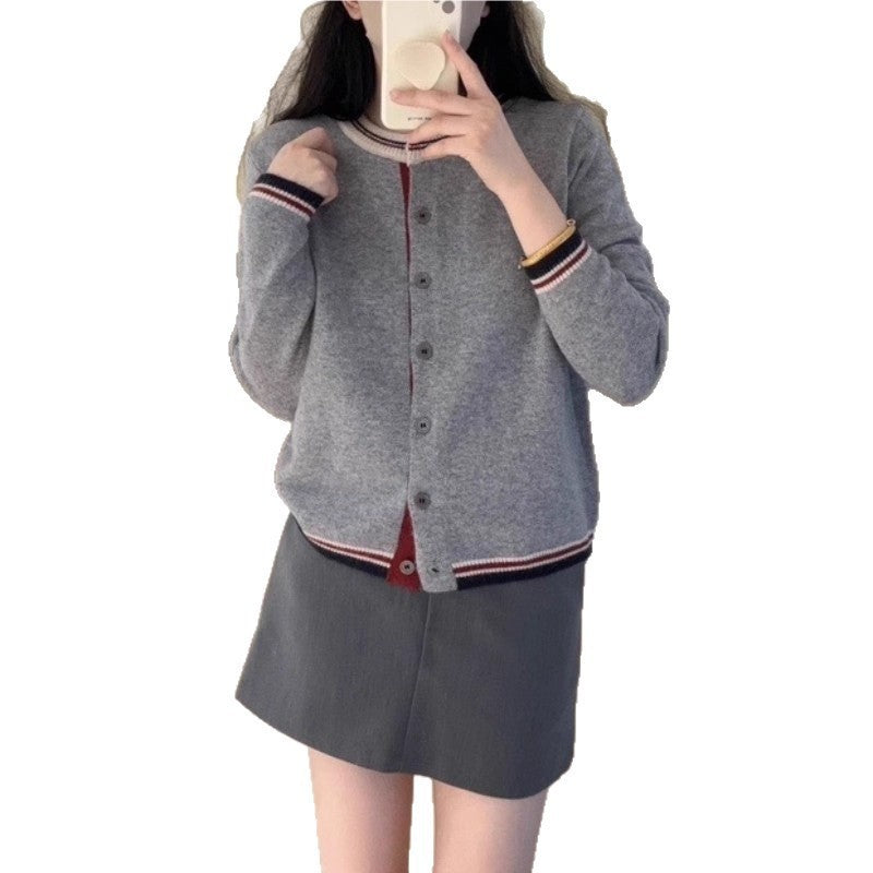 Women's Fog Gray Color Matching Inner Wear Women's Sweater