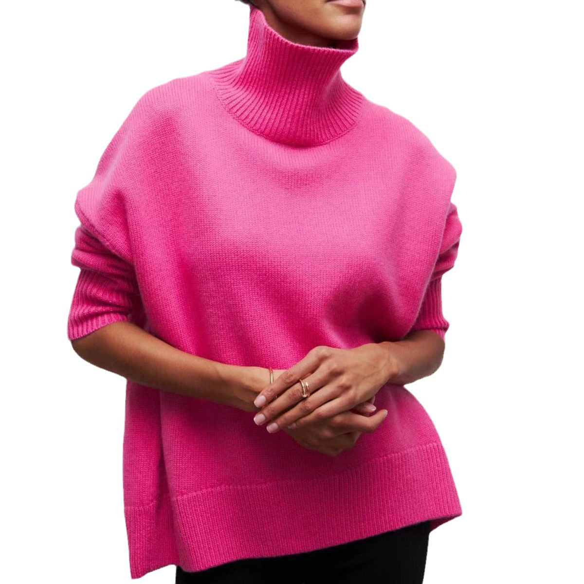 Casual Women's Loose Mock Neck Russian Sweater