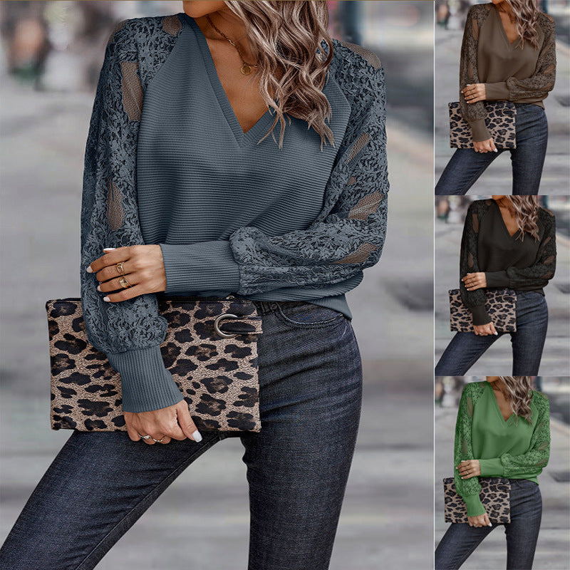 Creative Women's Collar Lace Loose Casual Women's Sweater
